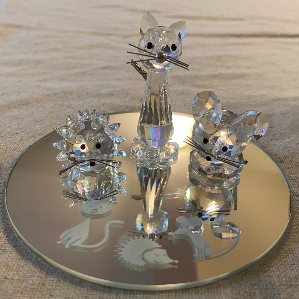 Swarovski Crystal Set Cat Mouse Hedgehog Mirror